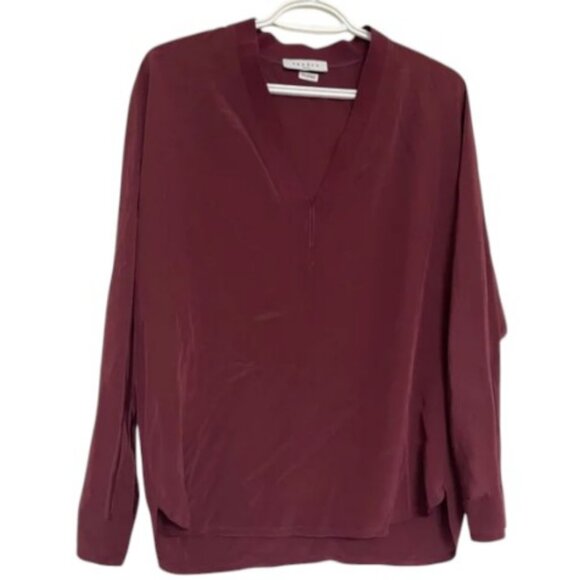 Sandro maroon V-neck long sleeve top size 3 - Picture 1 of 6